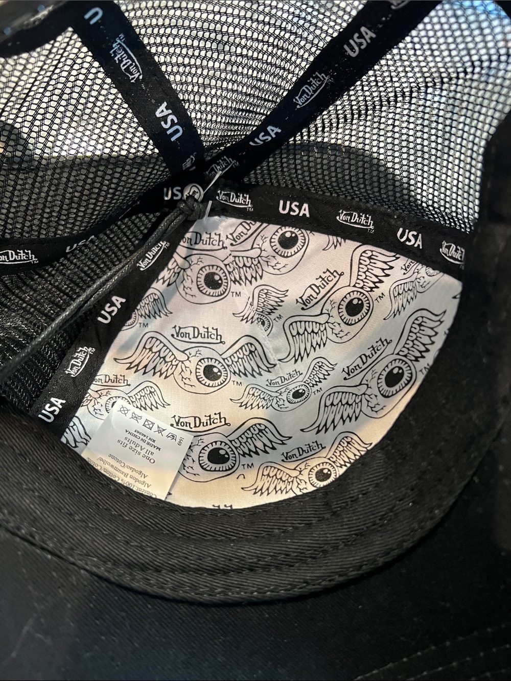 Von Dutch Black Mesh Logo Trucker Cap with White Patch - Picture 4 of 5